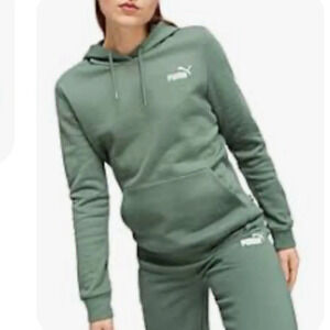 NWOT Puma Essentials Embroidered Hooded Fleece Sweatshirt Mint Green Size Large